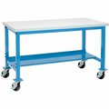 Global Industrial Mobile Production Workbench w/ ESD Square Edge Top, 72inW x 30inD, Blue 253979BL